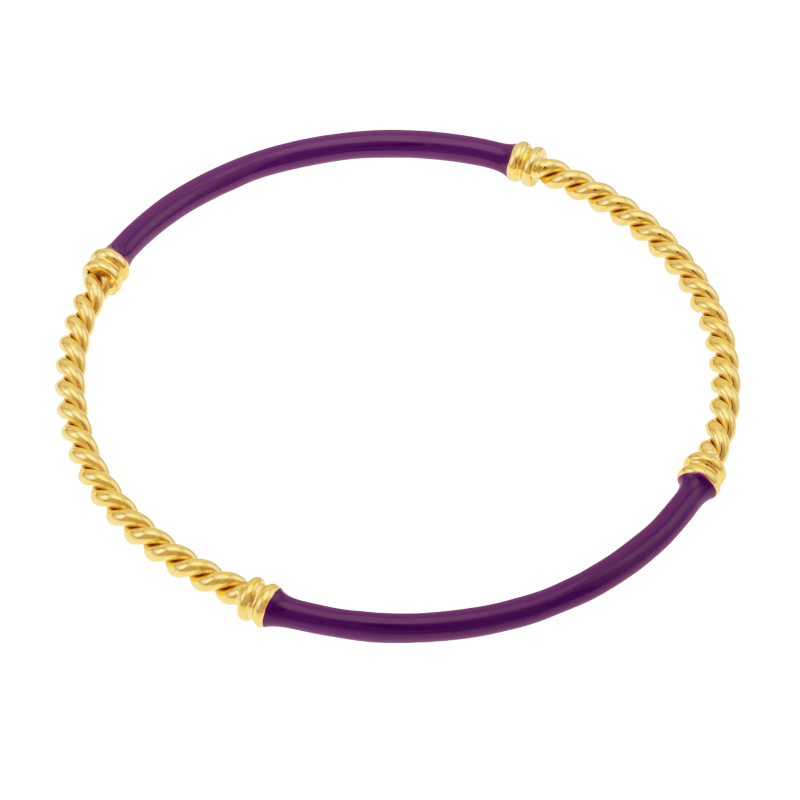 Bracelet jonc en acier doré et laque