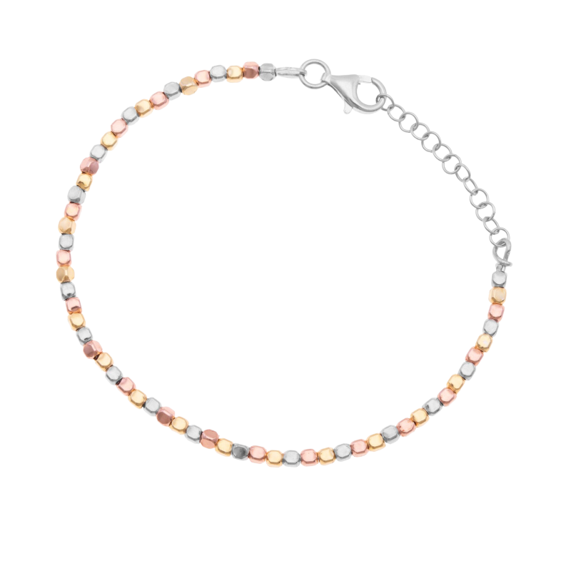 Bracelet en argent rhodié, doré jaune et rose