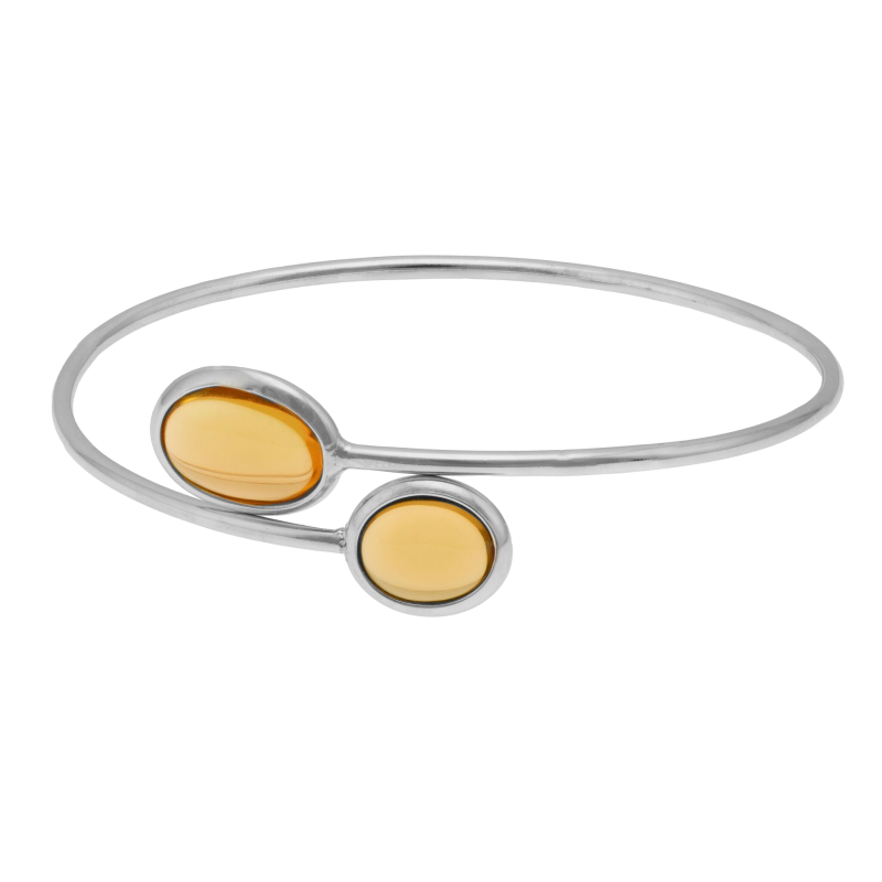 Bracelet jonc en argent rhodié et verres