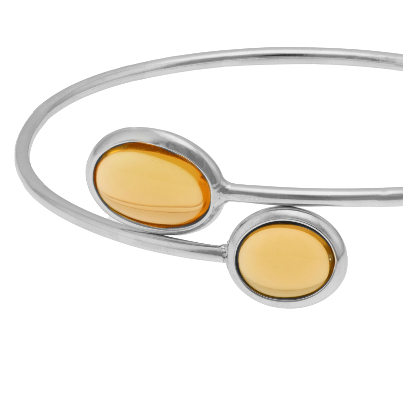 Bracelet jonc en argent rhodié et verres