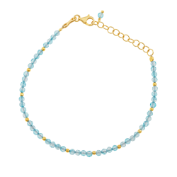 Bracelet en argent doré et perles synthétiques bleues