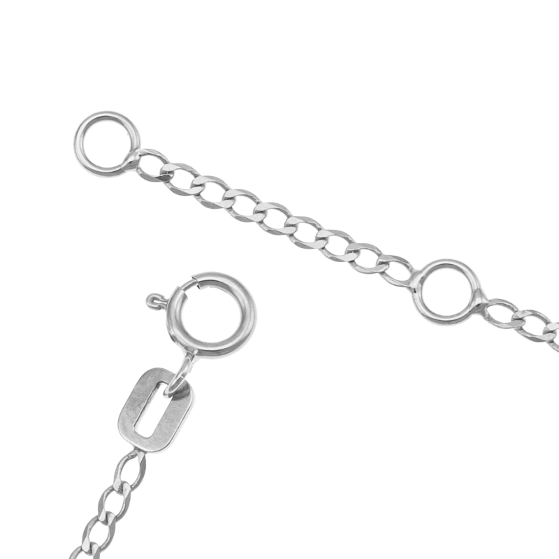 Bracelet identité en argent rhodié et nacre synthétique, vierge