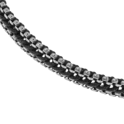 Bracelet en acier noir et cordon noir
