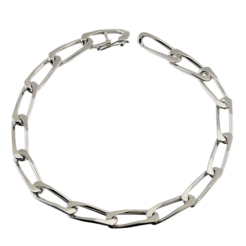 Bracelet en argent rhodié maille cheval