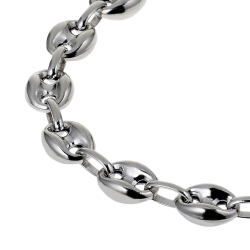 Bracelet en argent rhodié maille grain de café
