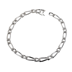 Bracelet en argent rhodié maille cheval alternée 1-1