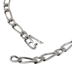 Bracelet en argent rhodié maille cheval alternée 1-1