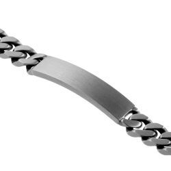 Identité en argent noirci, plaque rectangle 9 mm et maille gourmette