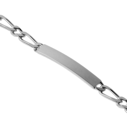 Identité en argent, plaque 5 mm et maille cheval alternée 1-1