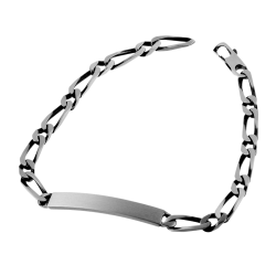 Identité en argent vieilli, plaque rectangle 5 mm et maille cheval alternée 1-1