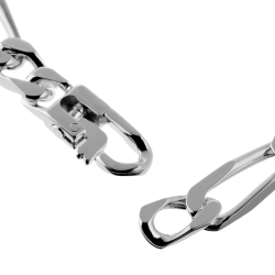 Identité en argent, plaque rectangle 6,5 mm et maille cheval alternée 1-2
