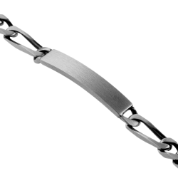 Identité en argent vielli, plaque rectangle 6 mm et maille cheval alternée 1-3