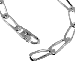 Identité en argent, plaque rectangle 6.4 mm et maille cheval