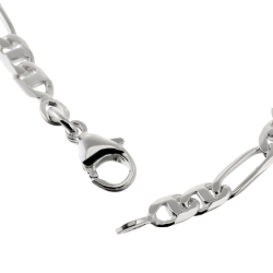 Identité en argent, plaque rectangle diamantée 4 mm et maille cheval barrette  1-2