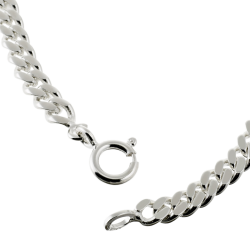 Identité en argent, plaque rectangle diamantée soleil 5 mm et maille gourmette