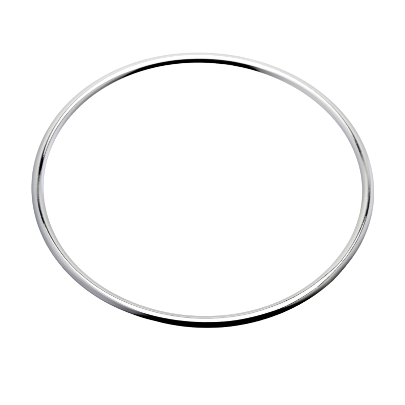 Bracelet jonc en argent rhodié fil rond 3,5 mm