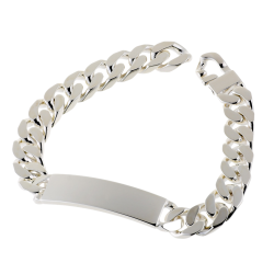 Identité en argent, plaque 11 mm et maille gourmette