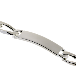 Identité en argent, plaque 9,5 mm et maille cheval alternée 1-1