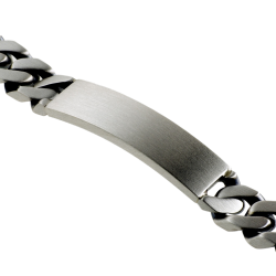 Identité en argent noirci, plaque 11 mm et maille gourmette