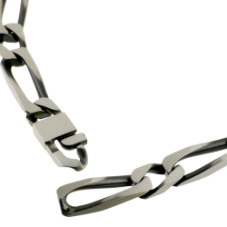 Identité en argent vieilli, plaque rectangle 7 mm et maille cheval alternée 1-1