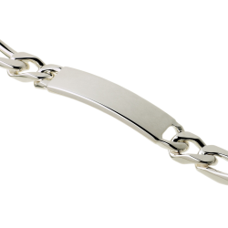 Identité en argent, plaque rectangle 9,5 mm et maille cheval alternée 1-2