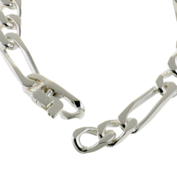 Identité en argent, plaque rectangle 7 mm et maille cheval alternée 1-3