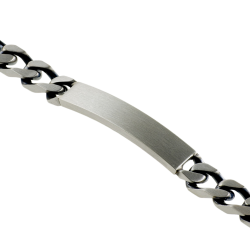Identité en argent vieilli, plaque rectangle 7 mm et maille cheval alternée 1-3