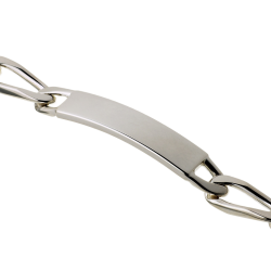 Identité en argent, plaque rectangle 9 mm et maille cheval