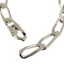 Identité en argent, plaque rectangle 9 mm et maille cheval