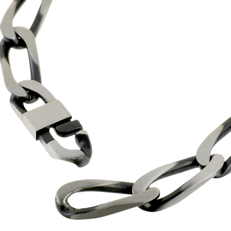 Identité en argent vieilli, plaque rectangle 9 mm et maille cheval