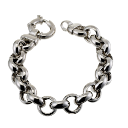 Bracelet en argent rhodié maille jaseron