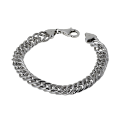 Bracelet en argent rhodié maille gourmette striée