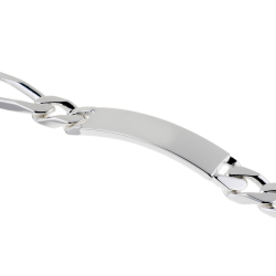 Identité en argent, plaque rectangle 11 mm et maille cheval alternée 1-3