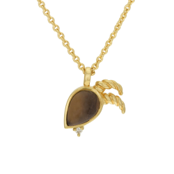 Collier en plaqué or, oxydes de zirconium et verre, capricorne