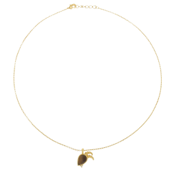 Collier en plaqué or, oxydes de zirconium et verre, capricorne