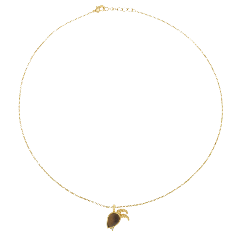 Collier en plaqué or, oxydes de zirconium et verre, capricorne