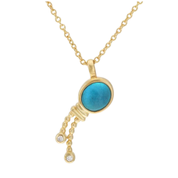 Collier en plaqué or, oxydes de zirconium et verre, verseau