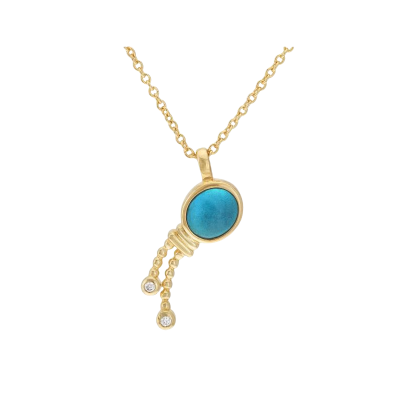 Collier en plaqué or, oxydes de zirconium et verre, verseau