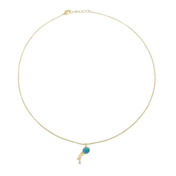 Collier en plaqué or, oxydes de zirconium et verre, verseau