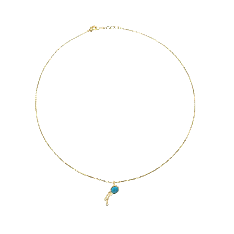 Collier en plaqué or, oxydes de zirconium et verre, verseau