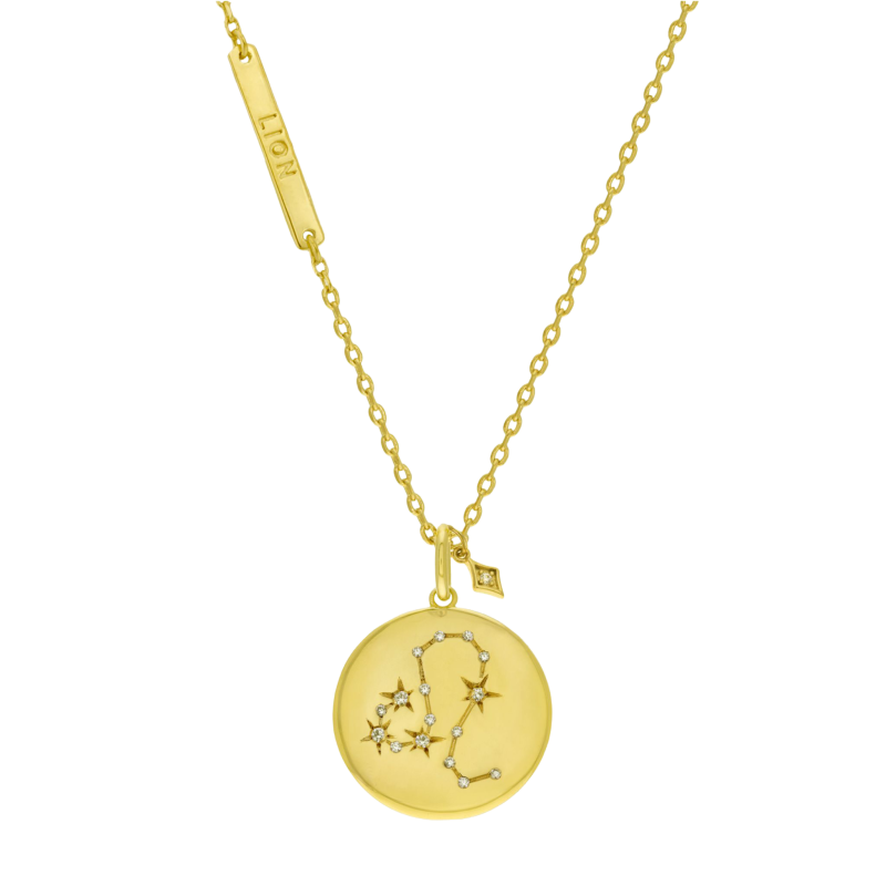 Collier en plaqué or et oxydes de zirconium, lion