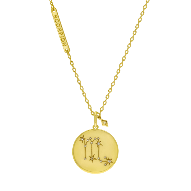Collier en plaqué or et oxydes de zirconium, scorpion