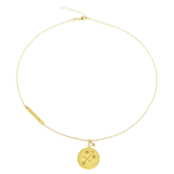 Collier en plaqué or et oxydes de zirconium, sagittaire
