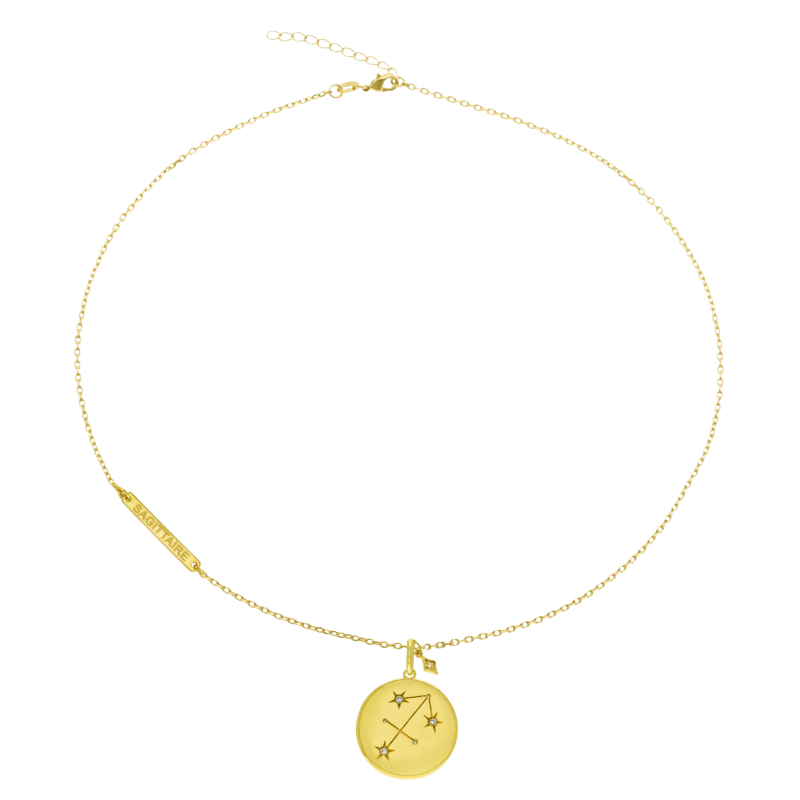 Collier en plaqué or et oxydes de zirconium, sagittaire