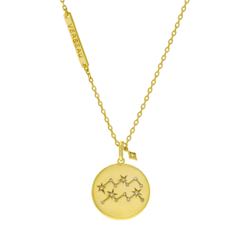 Collier en plaqué or et oxydes de zirconium, verseau