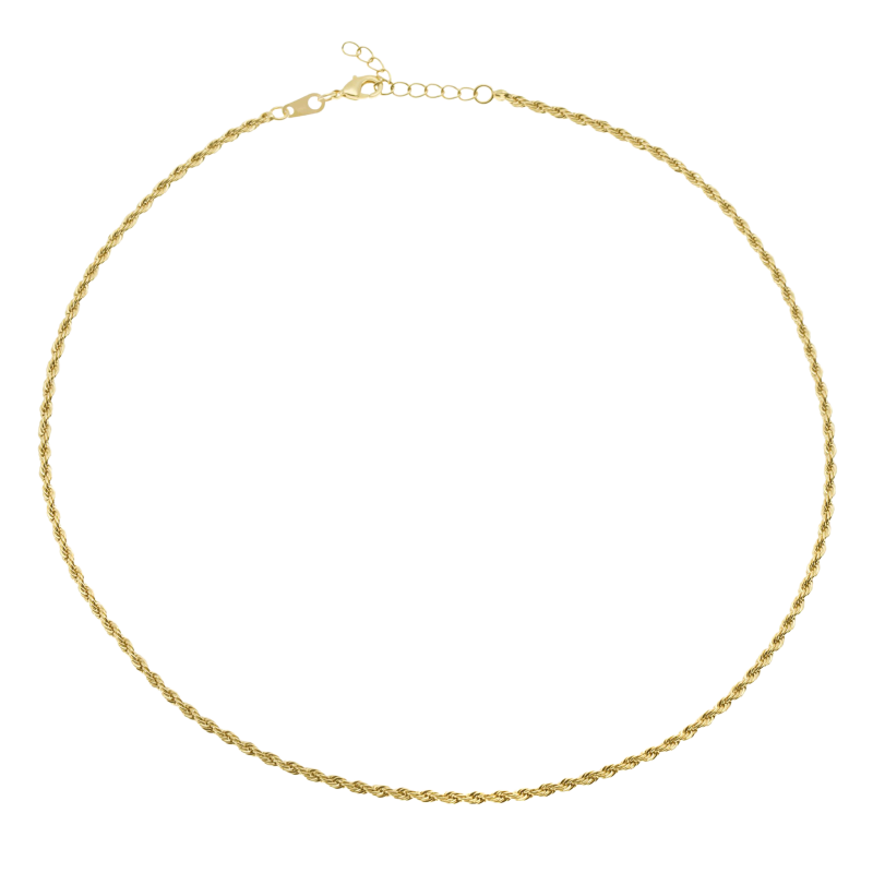Collier en plaqué or, maille corde