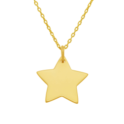 Collier en plaqué or, étoile 20 mm