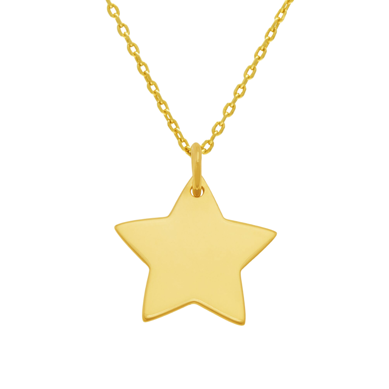 Collier en plaqué or, étoile 20 mm