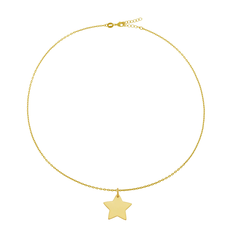 Collier en plaqué or, étoile 20 mm