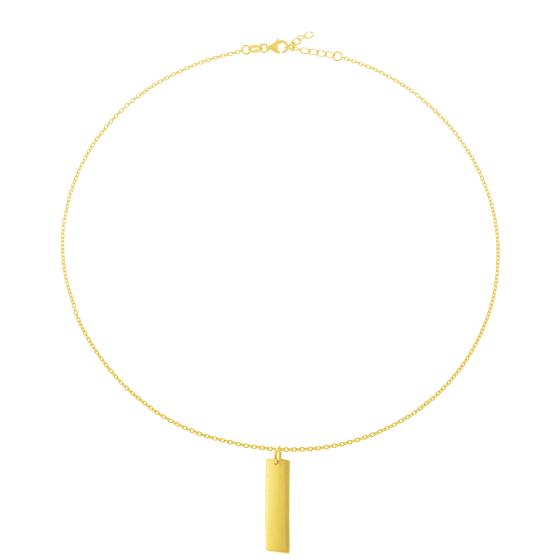 Collier en plaqué or, plaque verticale 10mm